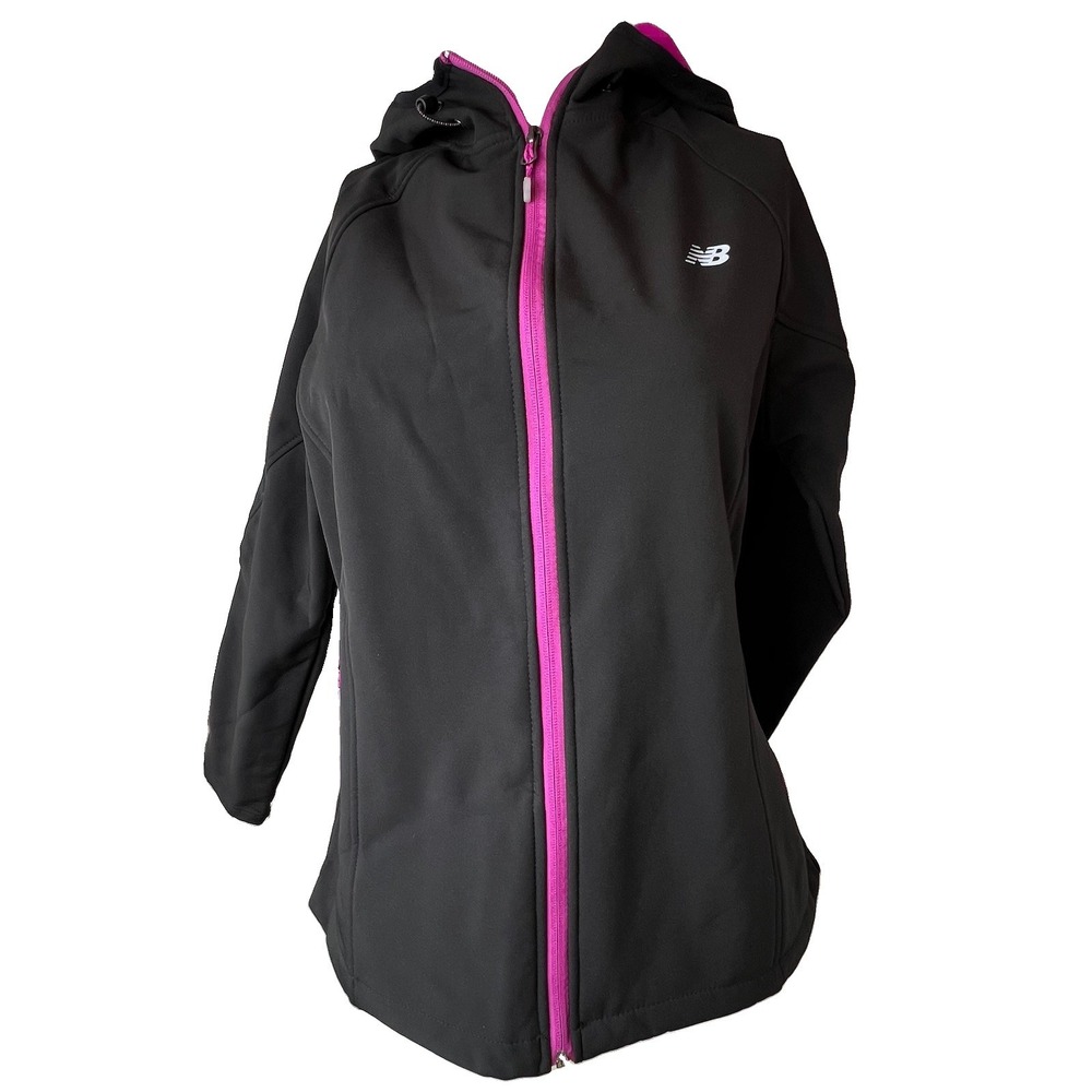 New Balance Women's Jacket Black Pink Full Zip Hooded Long Sleeve Size M NWT $90